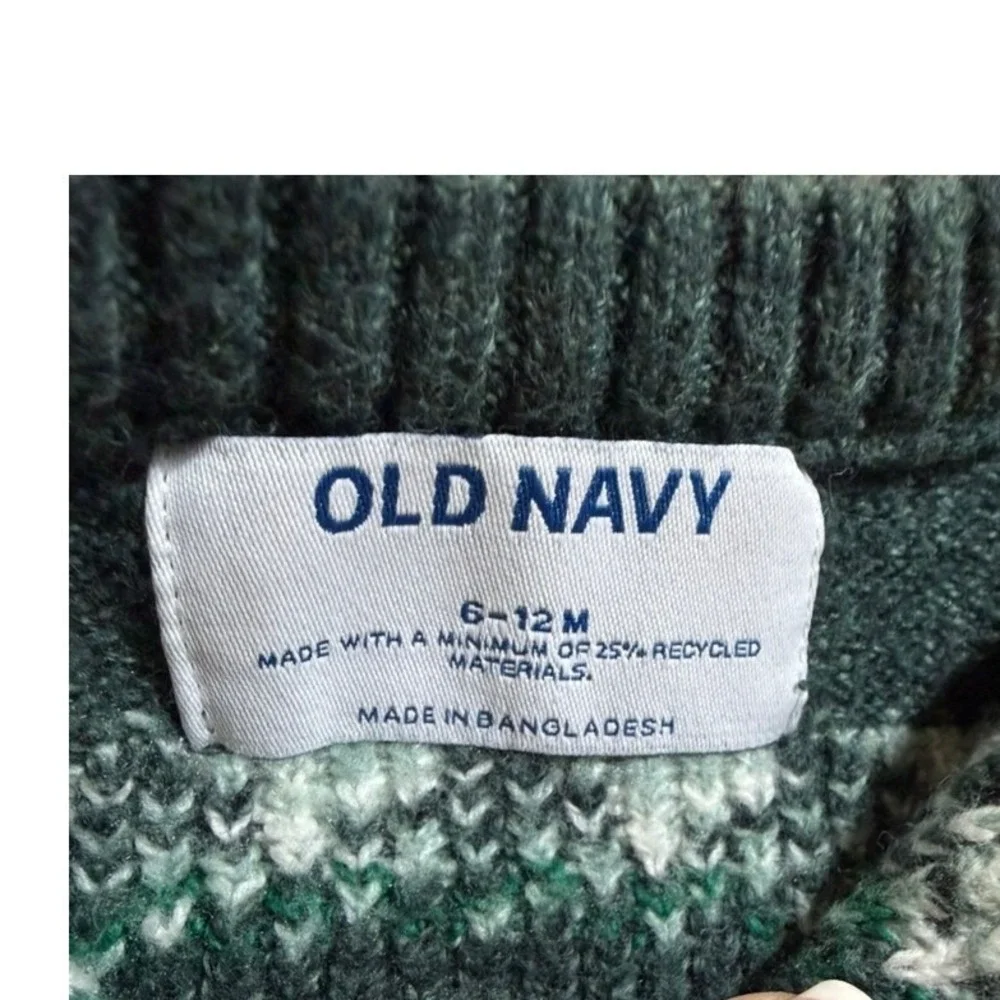 Old Navy Baby Fair Isle Knit Christmas Truck Coverall Green 6-12M Soft Christmas
